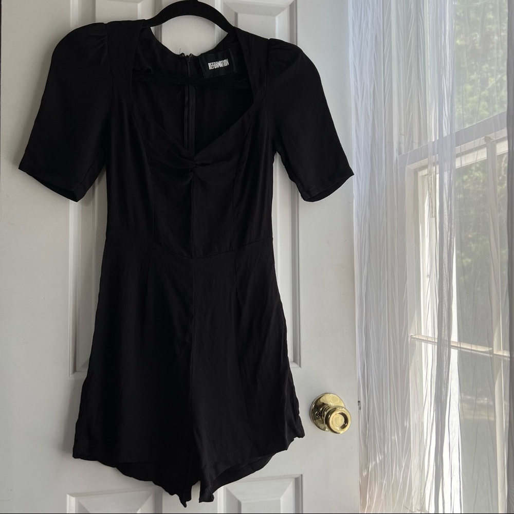 Reformation Sweetheart Neckline Black Romper- BARELY WORN**